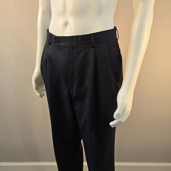 Marcraft Wool Dress Pants Navy Blue Mens Sz 32 x 28 Pleated Front Classic Cuff - Picture 8 of 11